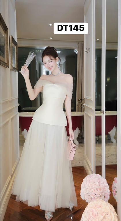 Set váy trễ vai trắng chouchou