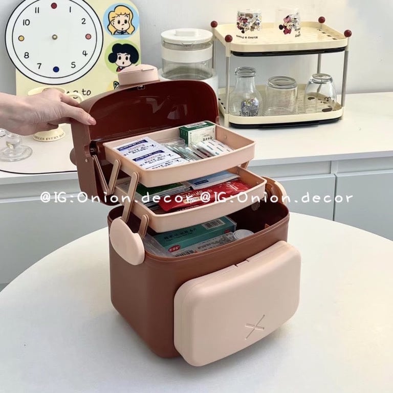 Hộp Đựng Thuốc Cỡ Lớn In Họa Tiết Hoạt Hình Chú Gấu Dễ Thương