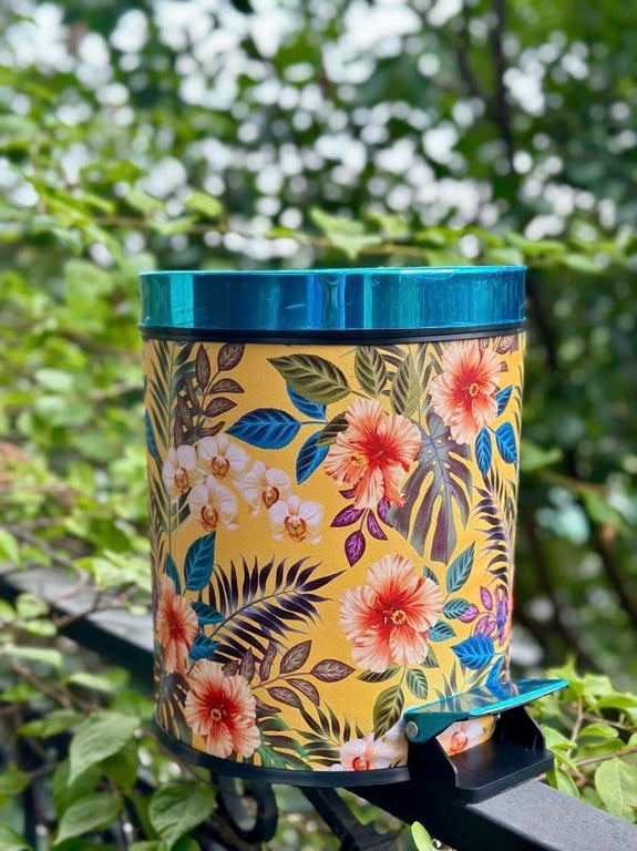 Thùng Đựng Rác 12L Mẫu Hoa Vintage