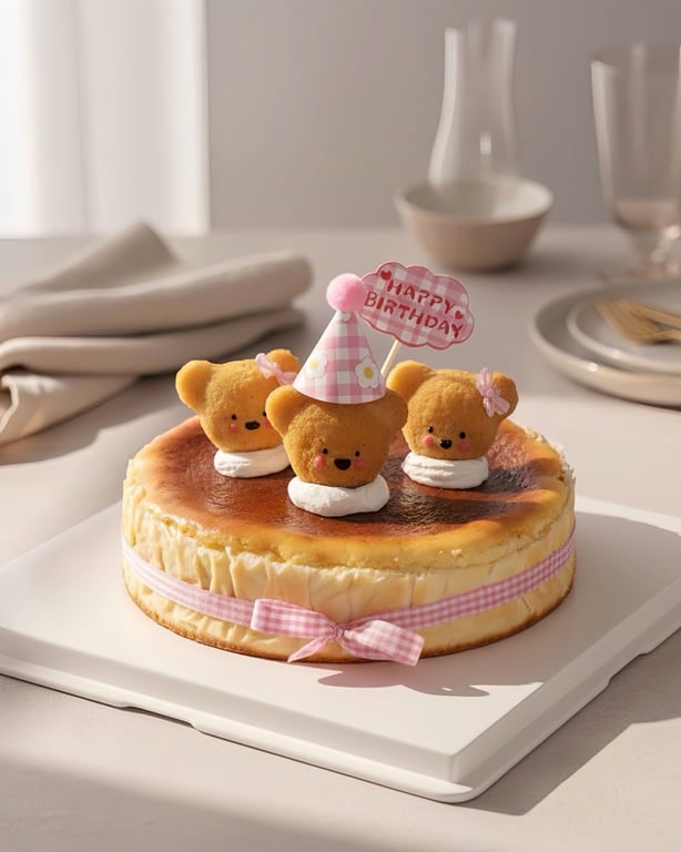 Cheese Cake Birthday Gấu 20cm (kèm 3 gấu)