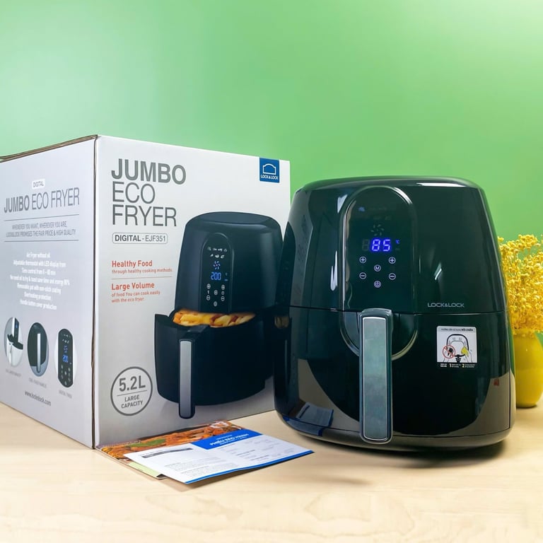 NỒI CHIÊN KHÔNG DẦU ĐIỆN TỬ LOCK&LOCK EJF351BLK 5.2L 1800W