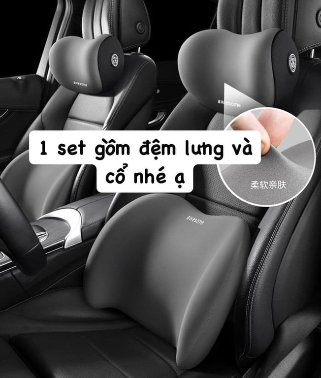 SET 2 GỐI TỰA CỔ, TỰA LƯNG NGỒI Ô TÔ