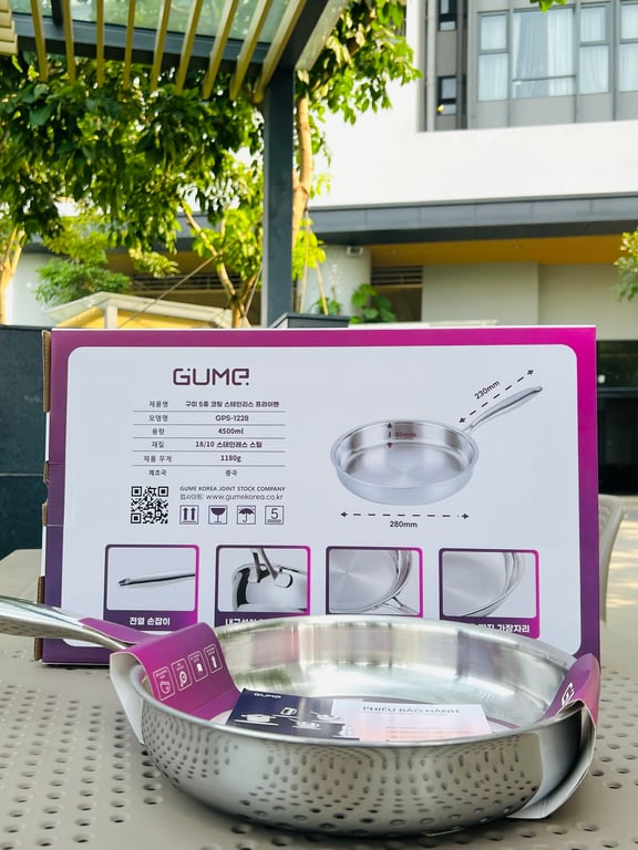 CHẢO INOX 18/10 NGUYÊN KHỐI GUME SIZE 18CM/20CM/24CM/26CM