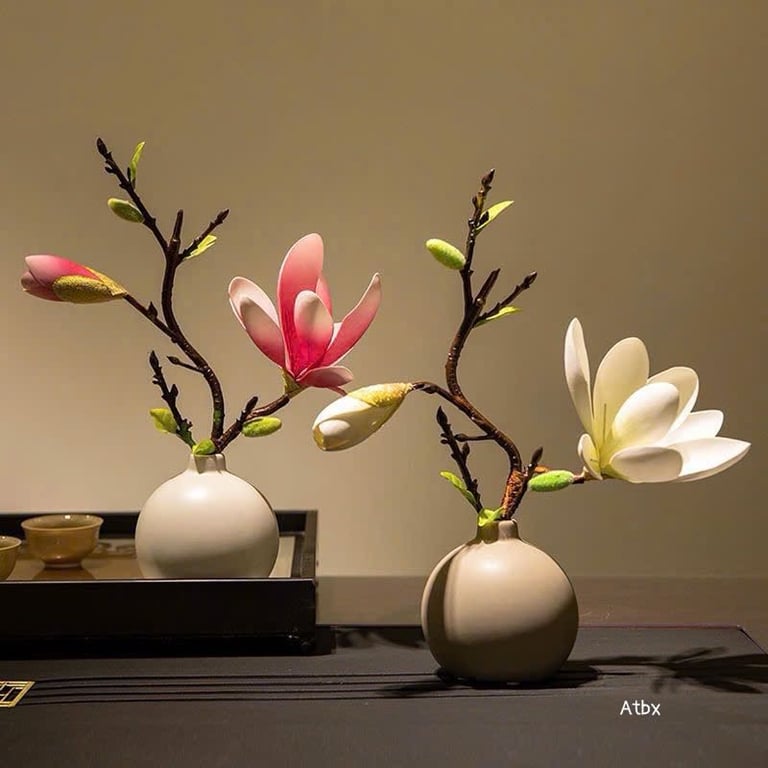 Cành Hoa Mộc Lan Kèm Lọ bằng gốm sứ xinh ơi là xinh