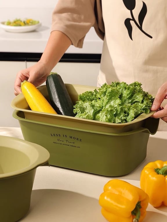 Set rổ kèm chậu có nắp siêu siêu tiện.