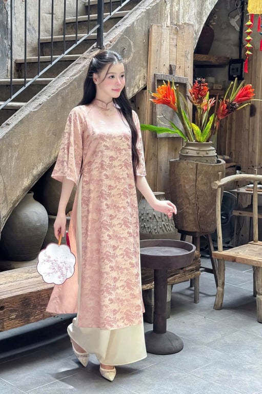 Áo dài hồng cam - AD042