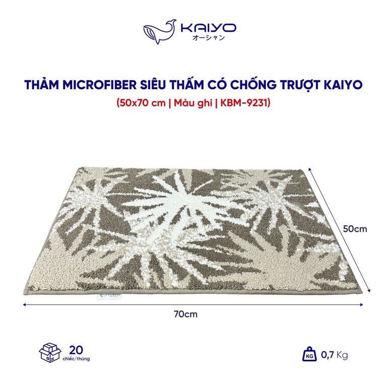 Thảm MicroFiber siêu thấm Kaiyo, 50x70cm