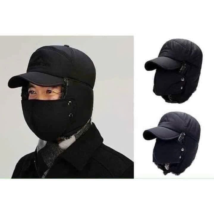 Mũ phi công lót lông kèm khẩu trang siêu ấm