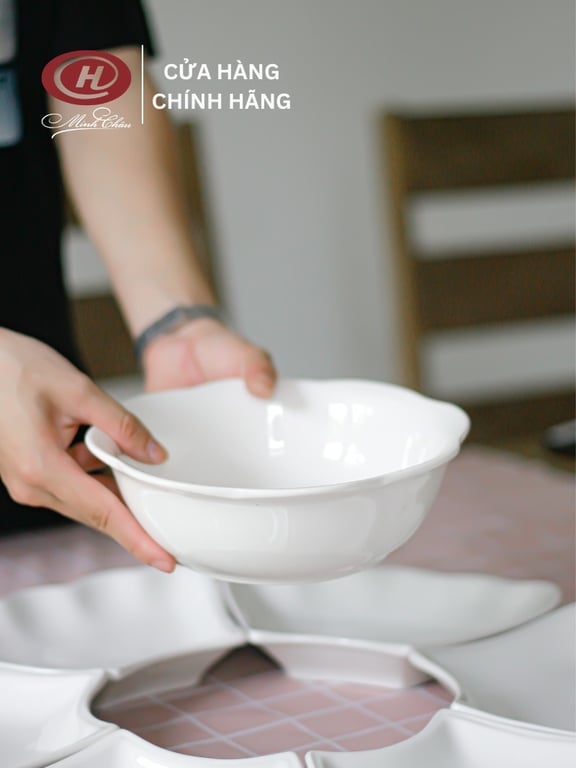 BỘ BÁT ĐĨA HOA MẶT TRỜI - gốm sứ Minh Châu loại 1