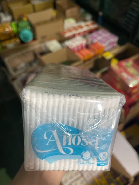 Tăm bông Anosa cây nhựa đầu lớnl/12 gói