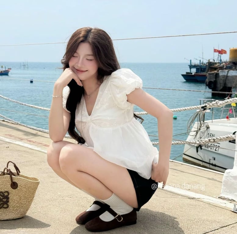 Set babydoll cute trắng