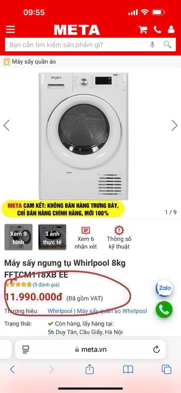 MÁY SẤY QUẦN ÁO FFTCM118XB EE 2700W WHIRLPOOL BA LAN SỐ 1 USA