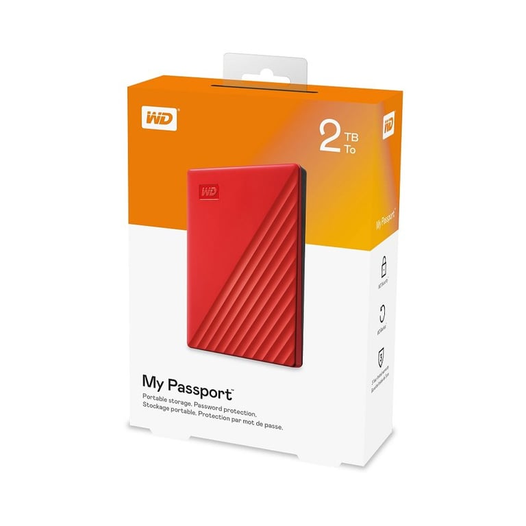 Ổ Cứng Di Động 2.5 inch 2T WD My Passport WDBYVG0020BRD-WESN USB 3.2 Màu Đỏ