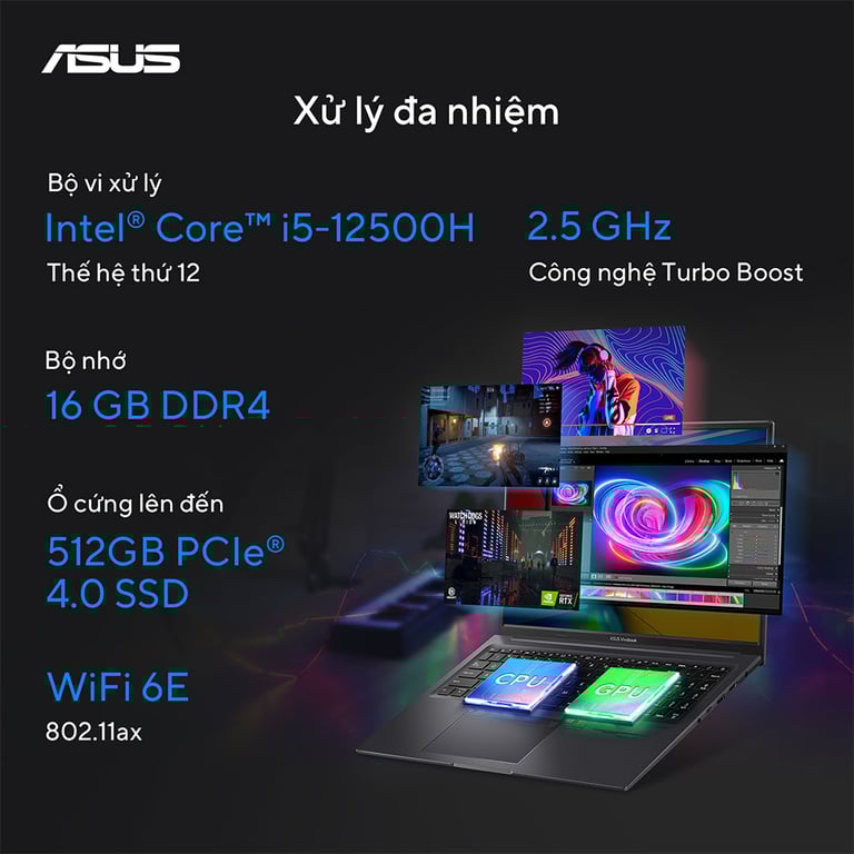 Laptop Gaming ASUS Vivobook 16X K3605ZC-RP564W (i5-12500H/ RTX 3050 4GB/ RAM 16GB DDR4/ SSD 512GB/ 16 Inch IPS WUXGA 144Hz/ Win 11)