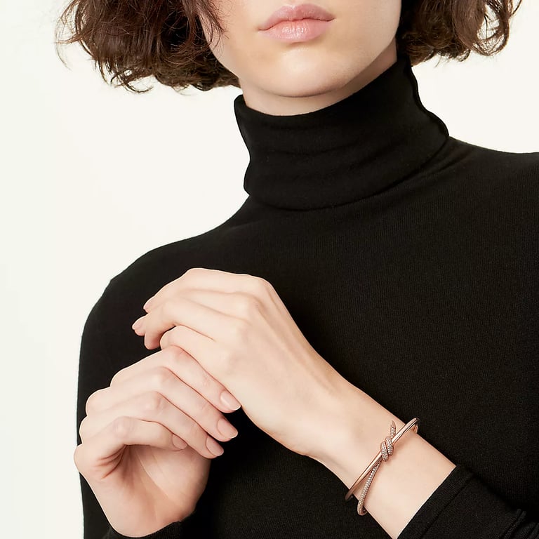 Tiffany Knot Double Row Hinged Bangle