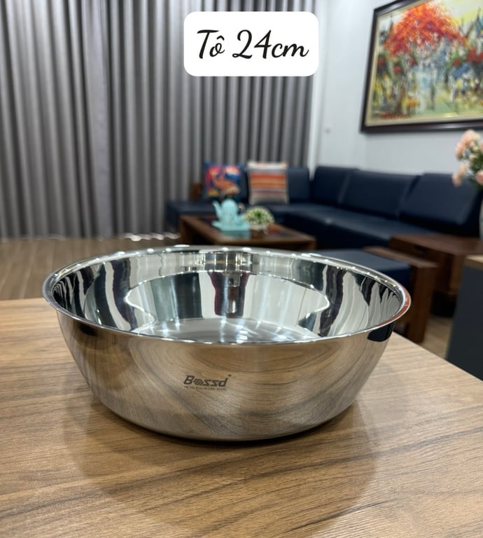 TÔ TRỘN THỨC ĂN KIÊM CHẬU RỬA INOX BOSSD, Size 24/28cm