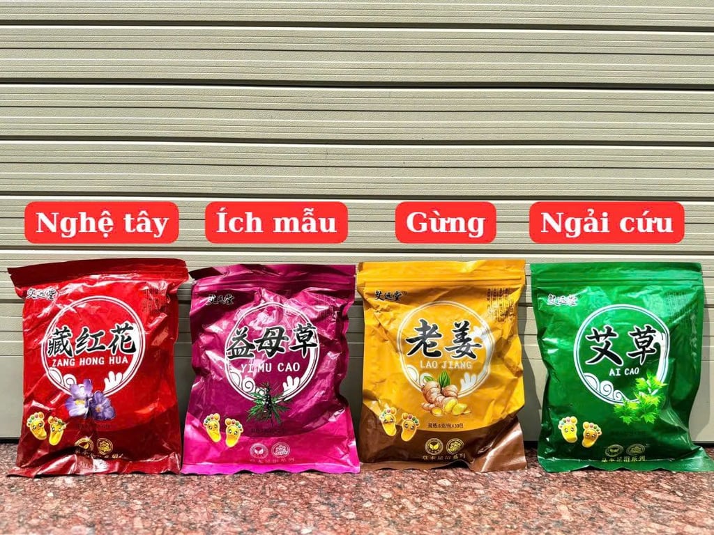 🍂 MK38 - Set 120 gói ngâm chân thảo dược Ngải cứu+ Gừng + Nghệ Tây + Ích Mẫu GHA300