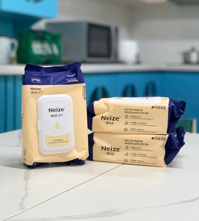 KHL20 - Set 3 hộp Khăn giấy ướt nội địa Hàn Quốc Neize loại 100 tờ/hộp