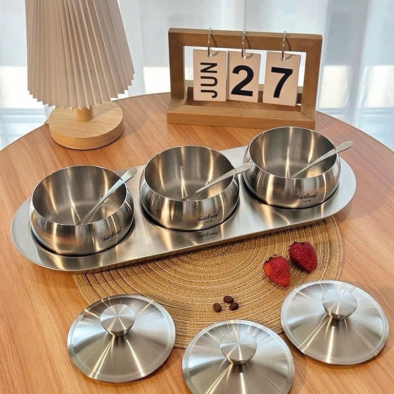 Bộ 3 hũ gia vị kèm khay đựng FOSSLANG - RK433