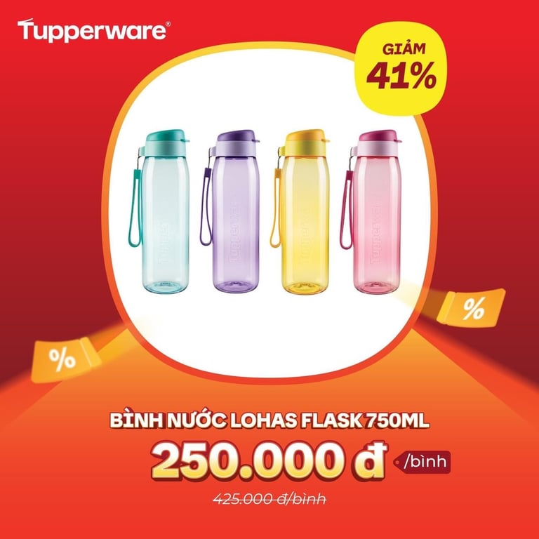 bình nước lohas tupperware size 750ml
