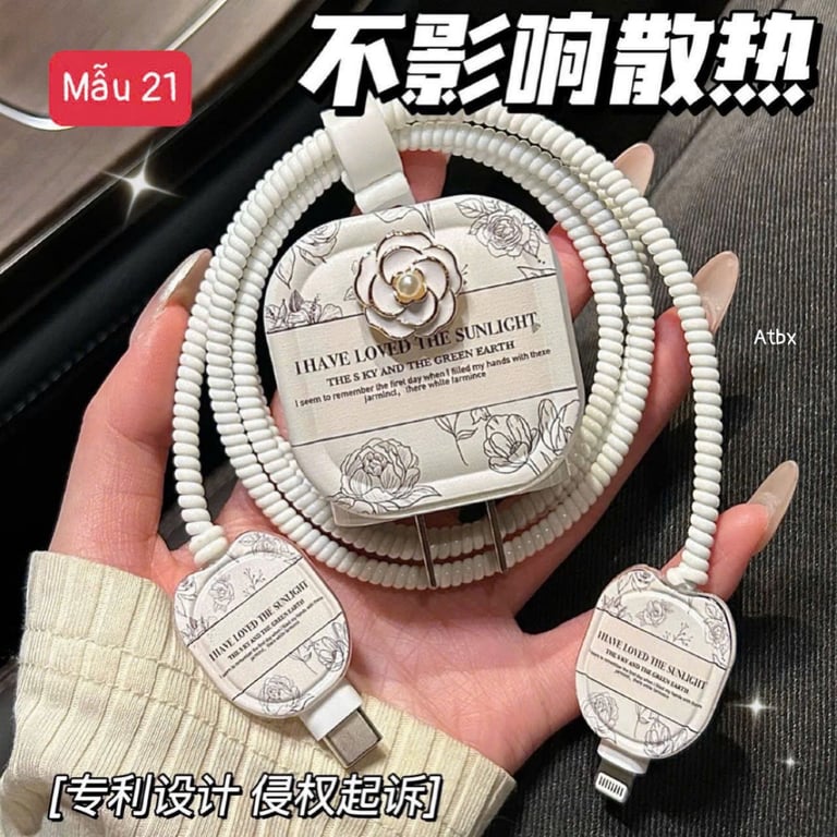 Set 2 BỘ BẢO VỆ DÂY CÁP SẠC, CỦ SẠC ĐIỆN THOẠI PHIÊN BẢN DỄ THƯƠNG DÀNH CHO CỦ SẠC NHANH 18W-20W