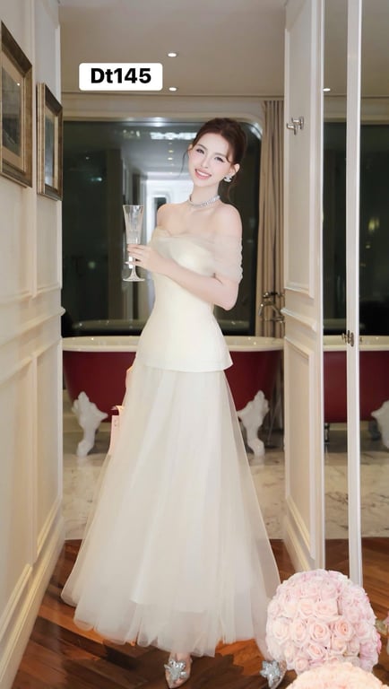 Set váy trễ vai trắng chouchou