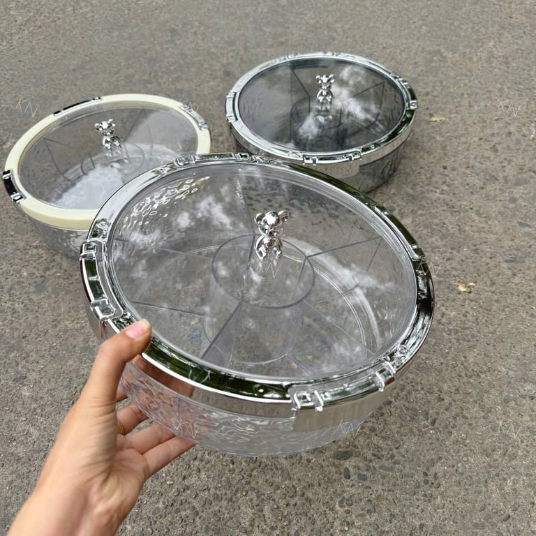 Khay Mứt Tết Tròn Cao Cấp – Vân Đá Sang Trọng