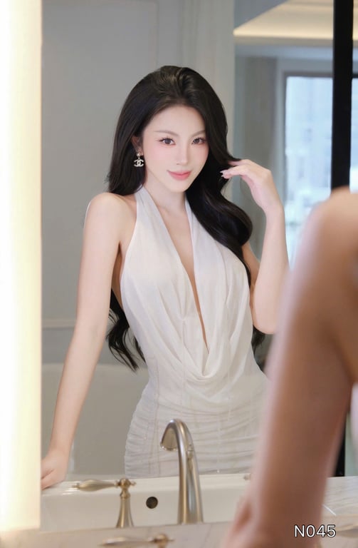 N045- váy yếm body đính dây hạt