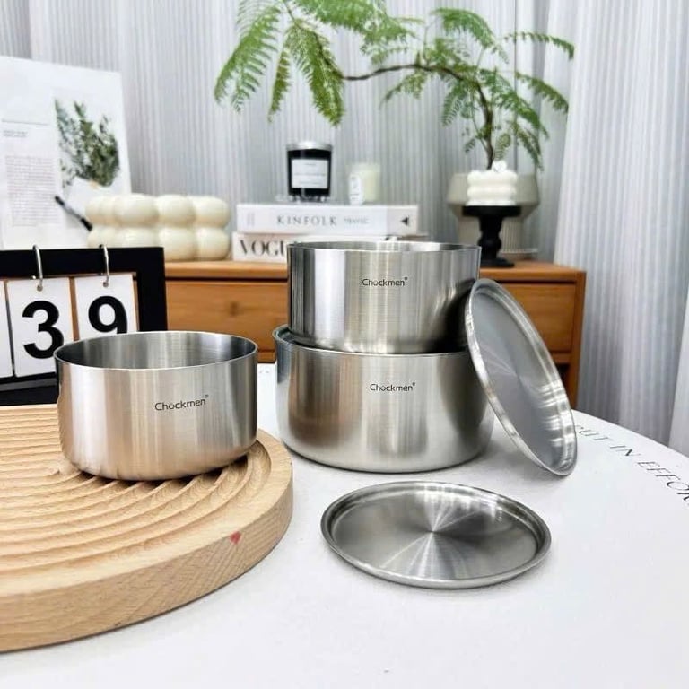 Âu có nắp inox nhà Chockmen size 12cm, 14cm