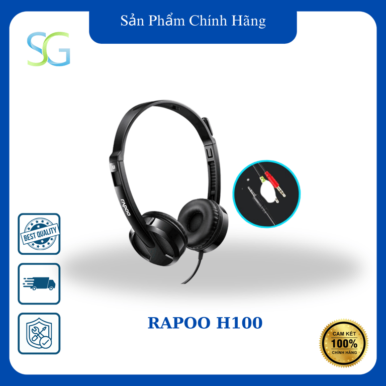 Tai Nghe Chụp Tai RAPOO H100, jack cắm 3.5mm