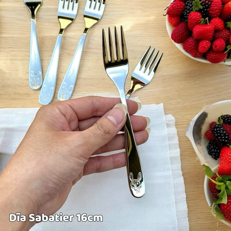 Set 5 thìa/dĩa inox cao cấp cán họa tiết Sabatier 16cm