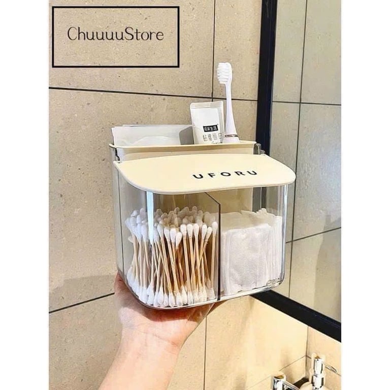 HỘP ĐỰNG BÔNG TẨY TRANG TREO TƯỜNG UFORU