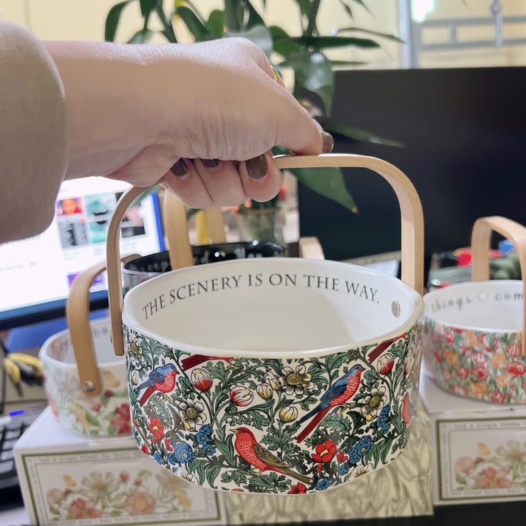 Giỏ đựng đồ ăn nhẹ, đựng trái cây khô, kẹo,...gốm sứ thiết kế theo phong cách Bắc Âu tinh tế