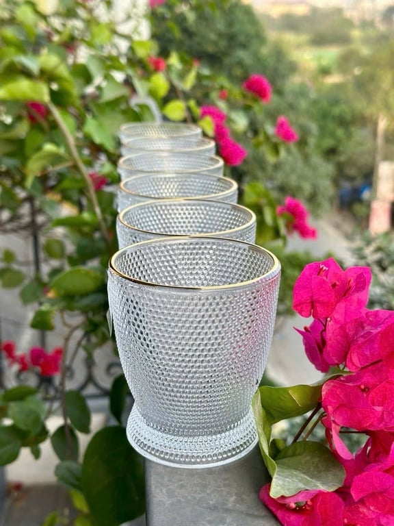 BỘ 6 CỐC THUỶ TINH HOẠ TIẾT CHẤM TRÒN CAO CẤP 280ML