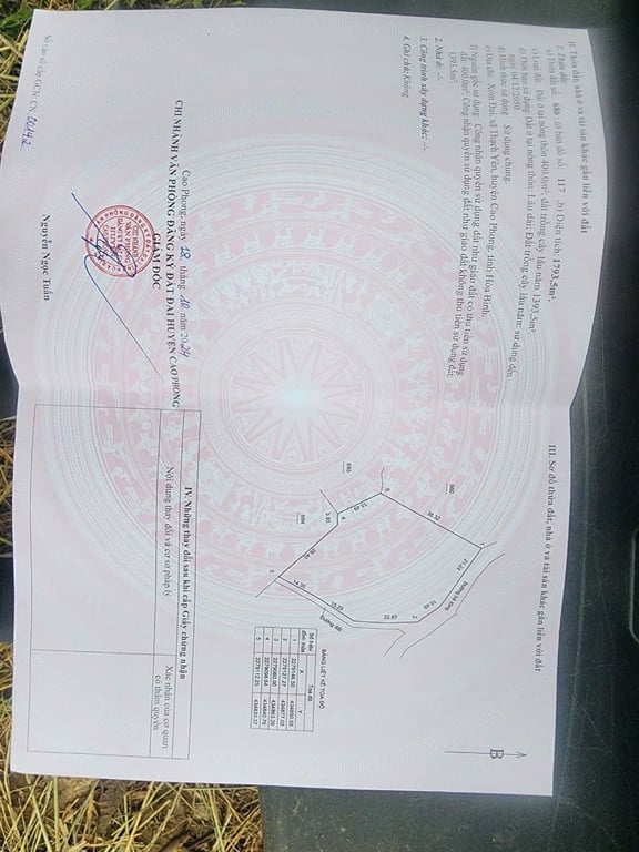 Thạch Yên, Cao Phong, Hoà Bình,thực tế sử dụng 1200m2, sổ 900m2, 200m2 thổ cư