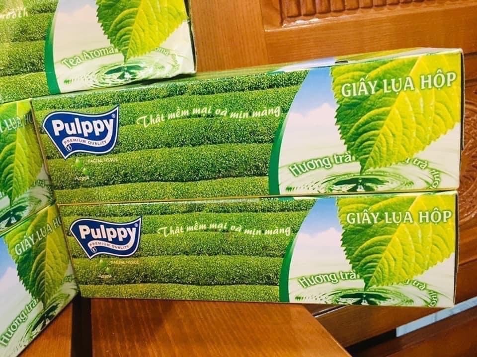 set 6 hộp KHĂN GIẤY PULPPY TRÀ XANH 100 tờ