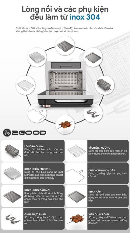 nồi chiên kèm hấp 2Good S100.