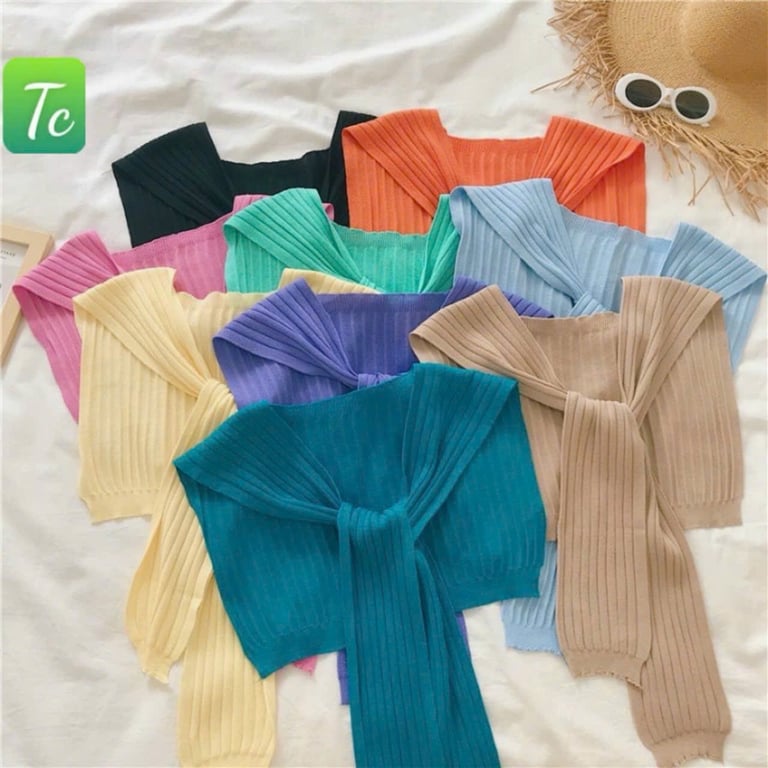 Khăn choàng nhỏ dệt kim phong cách Hàn Quốc