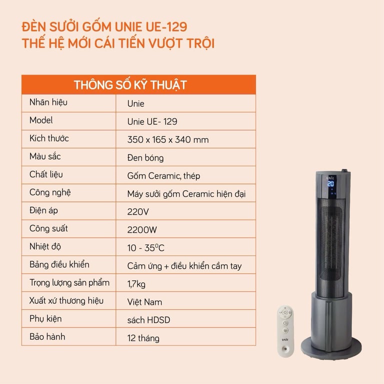 Máy sưởi gốm Ceramic UE129