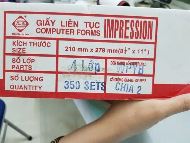 Giấy Vi Tính Liên Tục 3 Liên 210x279mm