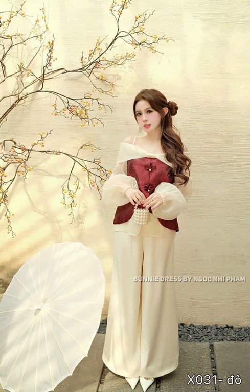 X031- set yếm tơ gấm 2 màu