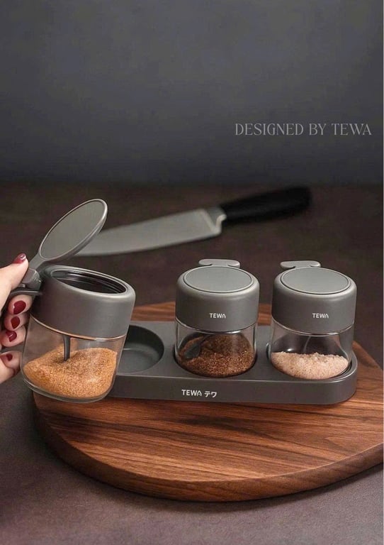 SET 3 LỌ THỦY TINH ĐỰNG GIA VỊ TEWA JAPAN – CAO CẤP & THANH LỊCH