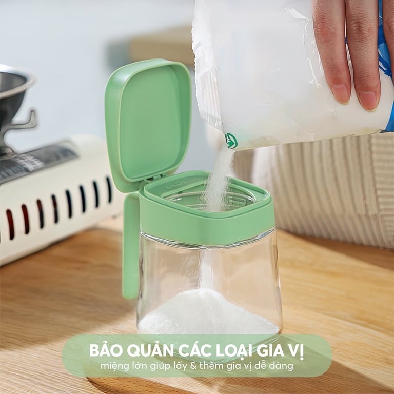 🍋 Lọ đựng gia vị Elmich kèm giá inox và thìa siêu tiện lợi