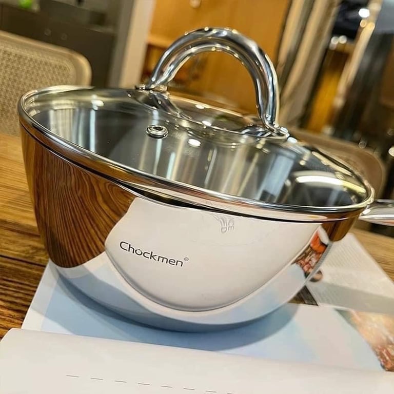 QUÁNH INOX LIỀN KHỐI CHOCKMEN 20cm và 24cm CÓ NẮP CKM46/CKM47