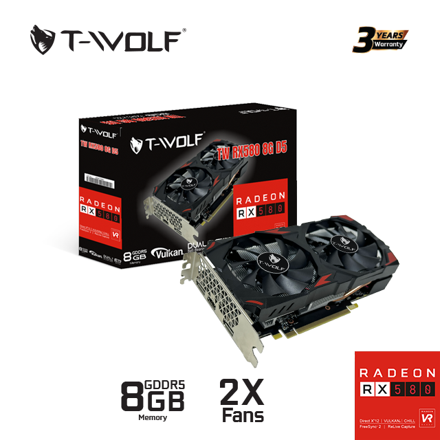 Card Đồ Họa T-WOLF RX 580 8GB GDDR5 V2