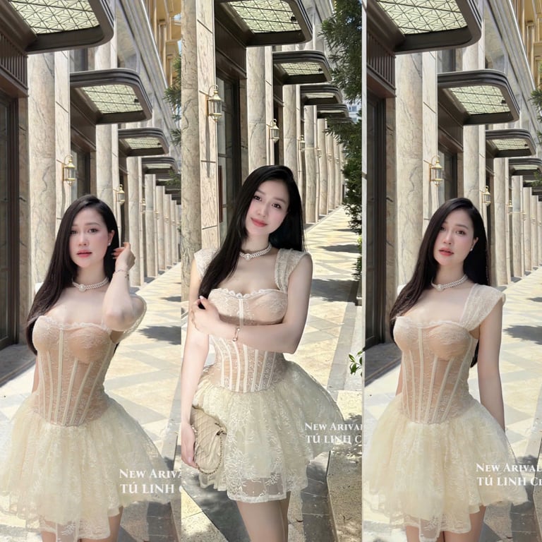 Váy tiệc kem