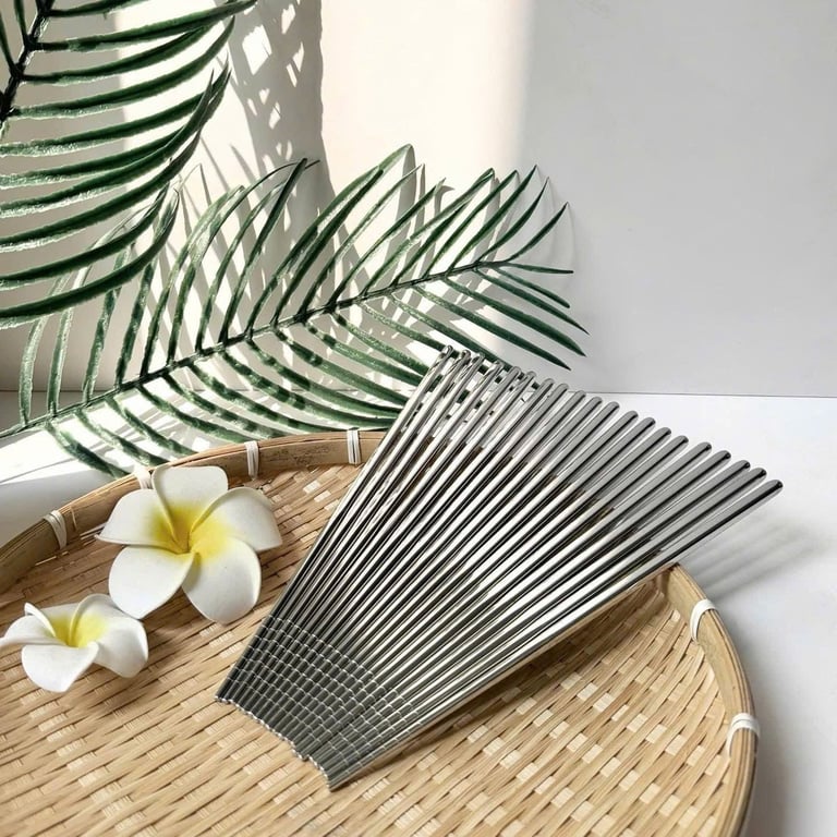 Set 10 đôi đũa chân không RAION Nhật Bản inox 304 cao cấp (GHA304) dài 23cm