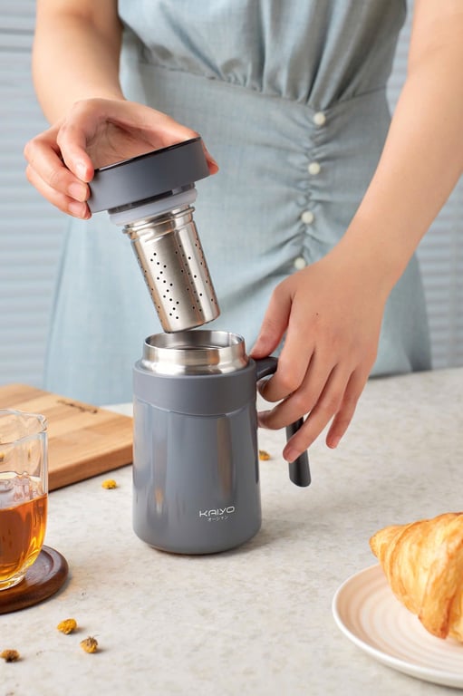 Cốc giữ nhiệt inox 304 kèm lọc trà Kaiyo 350ml