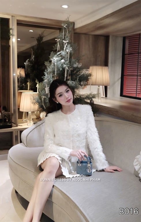 B016- set áo dạ lông kèm cv CHOUCHOU