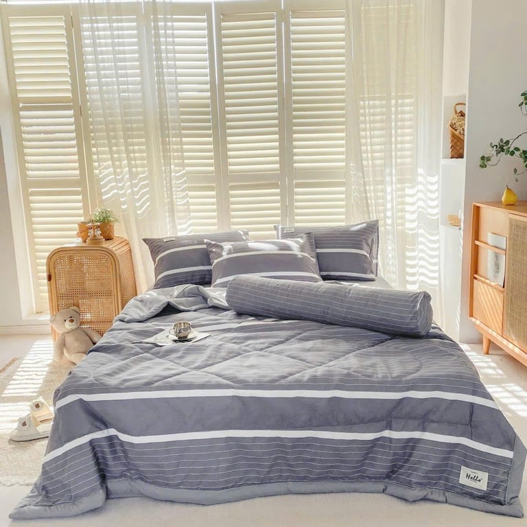 Set 5 món cotton đũi chăn trần